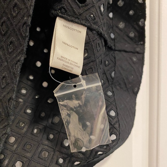 Rebecca Taylor Black Short Sleeve Eyelet Cropped Blouse Top Size 6 NWT - Picture 4 of 15